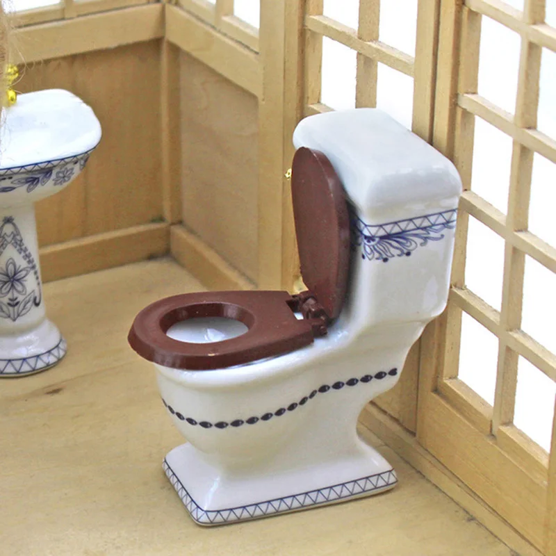 112 dollhouse miniature accessories mini bathroom set simulation bathtub mirror wash basin closestool for doll house decoration free global shipping