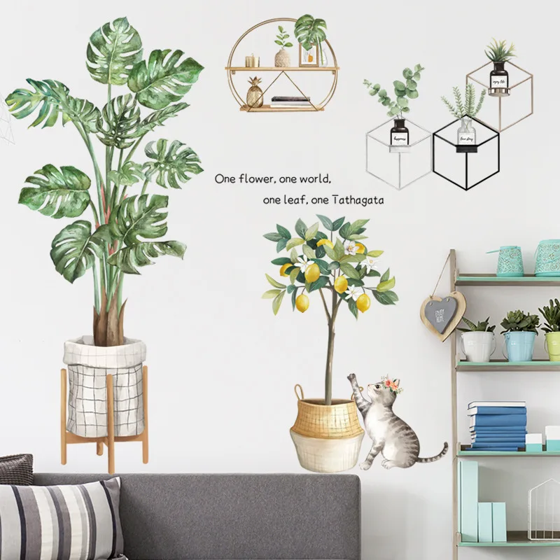 

Large Lemon Tree Green Leaf Wall Stickers for Bedroom Living room Sofa Background Wall Decor Vinyl Wall Decals Home Decoration