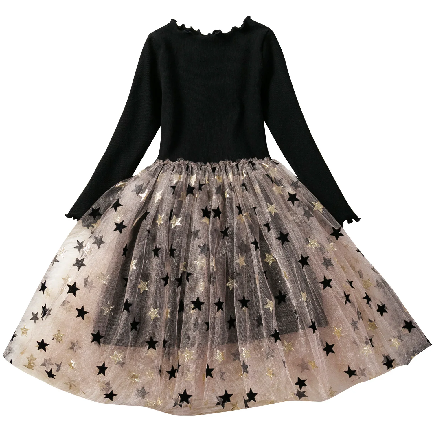 

Autumn And Winter New Style Sequin Star Puffy Dress girls casual dress Tutu dress