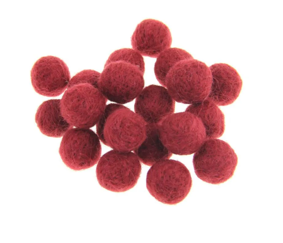 Dark Red 10 шт. 2 см красочный шарик из шерстяного войлока DIY ремесло фетровые Шары поставки для детей лента для волос одежда ремесло аксессуары брошь украшения - Цвет: Dark Red