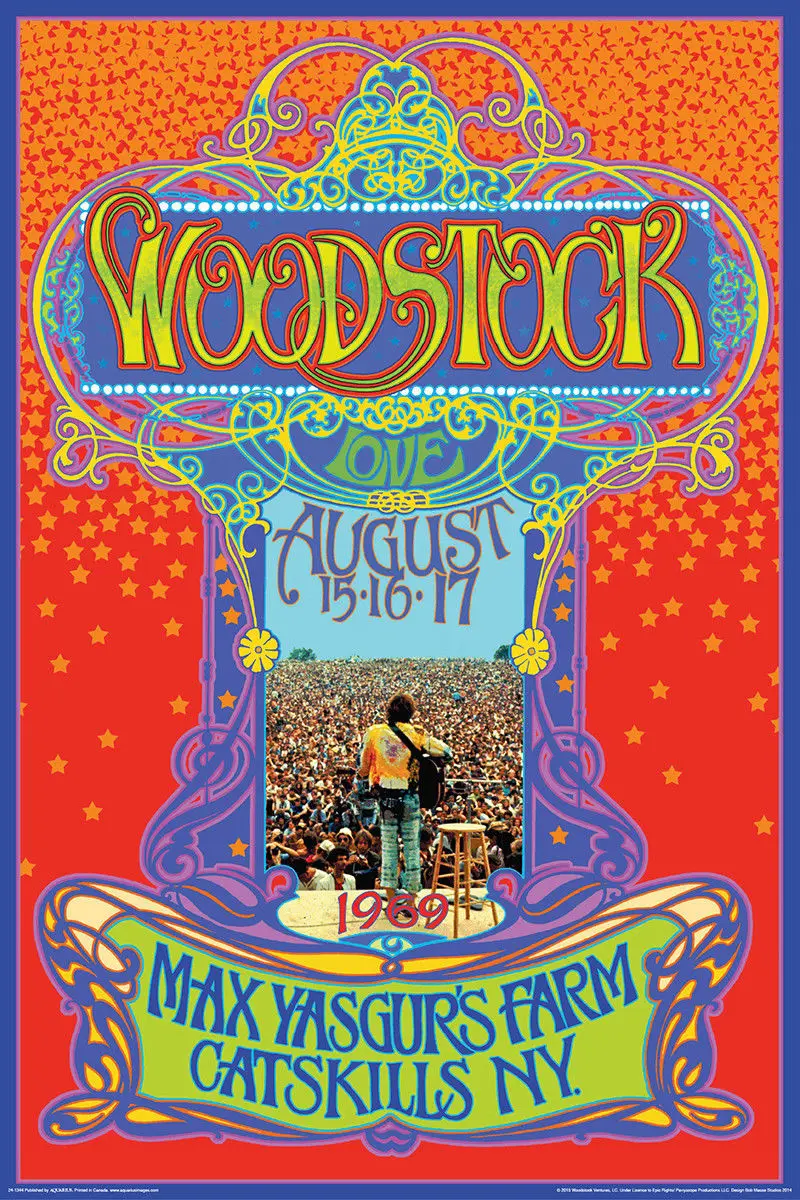 

WOODSTOCK - MAX YASGUR'S FARM - CONCERT Silk Poster Wall Decor Room Painting 24X36Inch