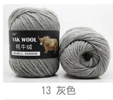 13 gray TPRPYN 500 г = 5 шт. шерсть яка пряжа для вязания тонкой камвольной смешанной вязания крючком Пряжа Вязание свитер шарф - Цвет: 13 gray