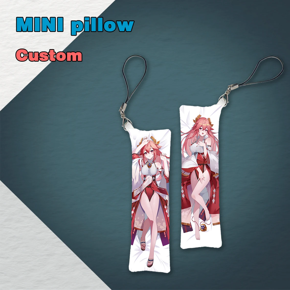 Anime Game Genshin Impact Yae Kamiko Mini Dakimakura Keychain Pillow Hanging Ornament Phone Strap Cute Gift 3x10cm |