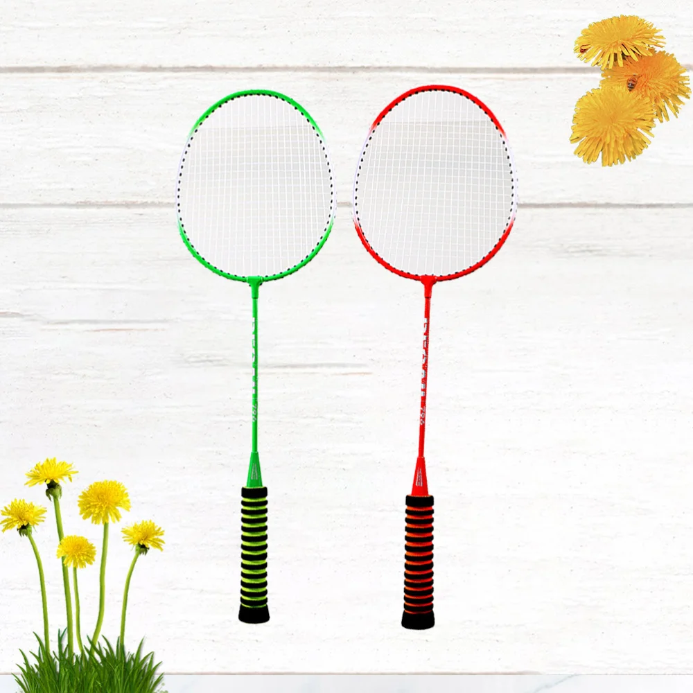 

2 Pcs Steel Alloy Badminton Racket Sponge Color Grip Training Outdoor Sports Leisure Toys Badminton Equipment Supplies for Pract