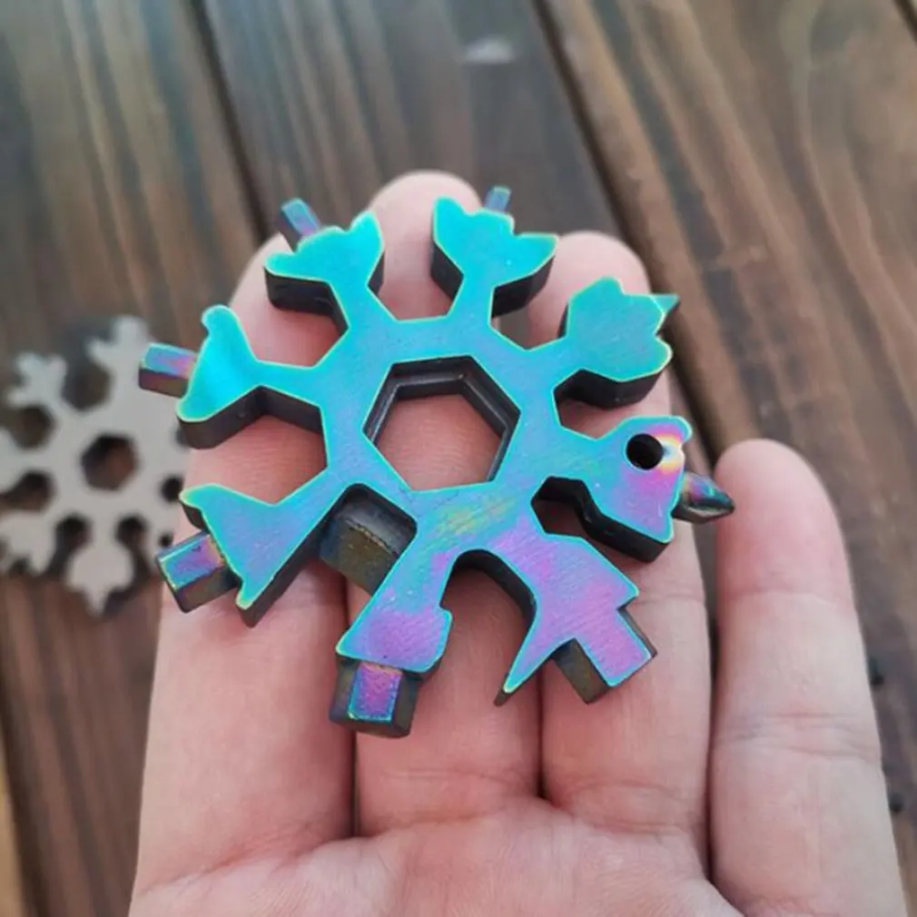 

19-in-1 Snow Keychain Tools Multi-tool Wrenches Combination Stainless Steel Snow Shape Outdoor Portable Snowflake