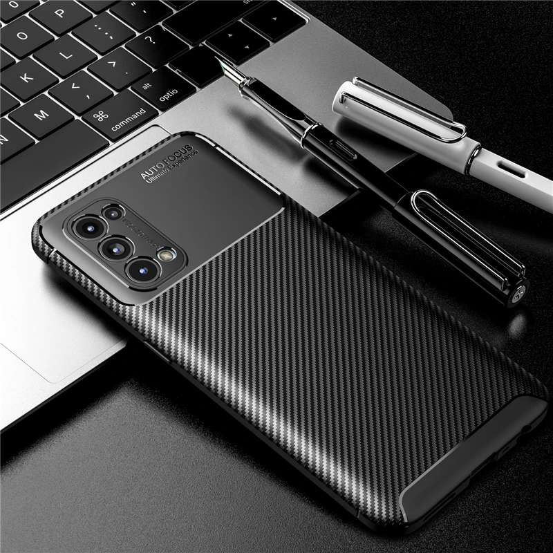 for oppo reno 5 5g case bumper silicone carbon fiber shockproof back cover for oppo reno5 5g case for oppo reno 5 5g 6 43 inch free global shipping
