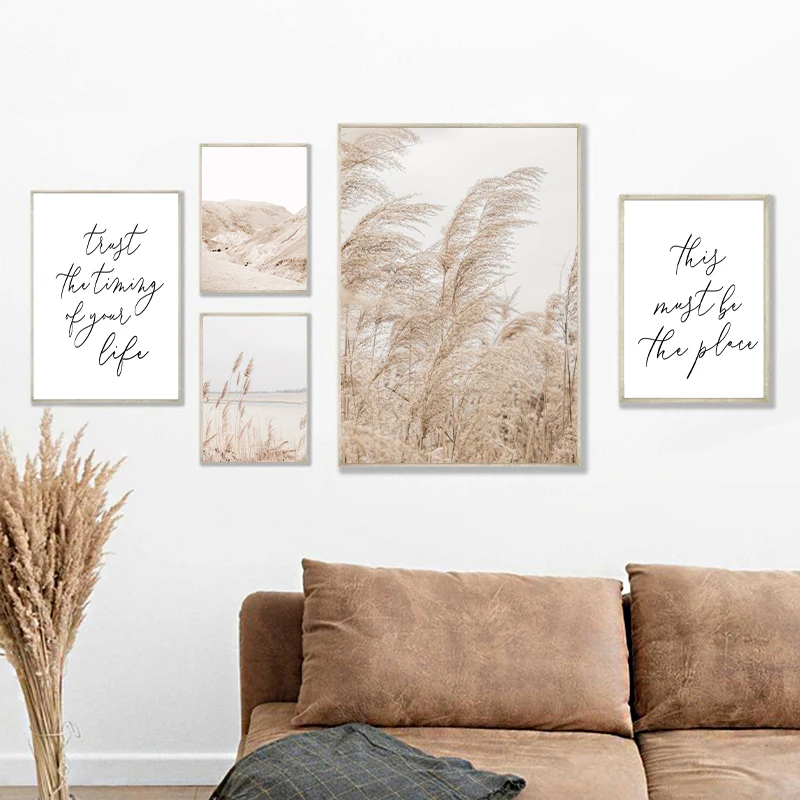 

Vintage Plants Natural Pampas Grass Posters and Prints Mountain Landscape Coastal Wall Art Canvas Room Decor Painting Living