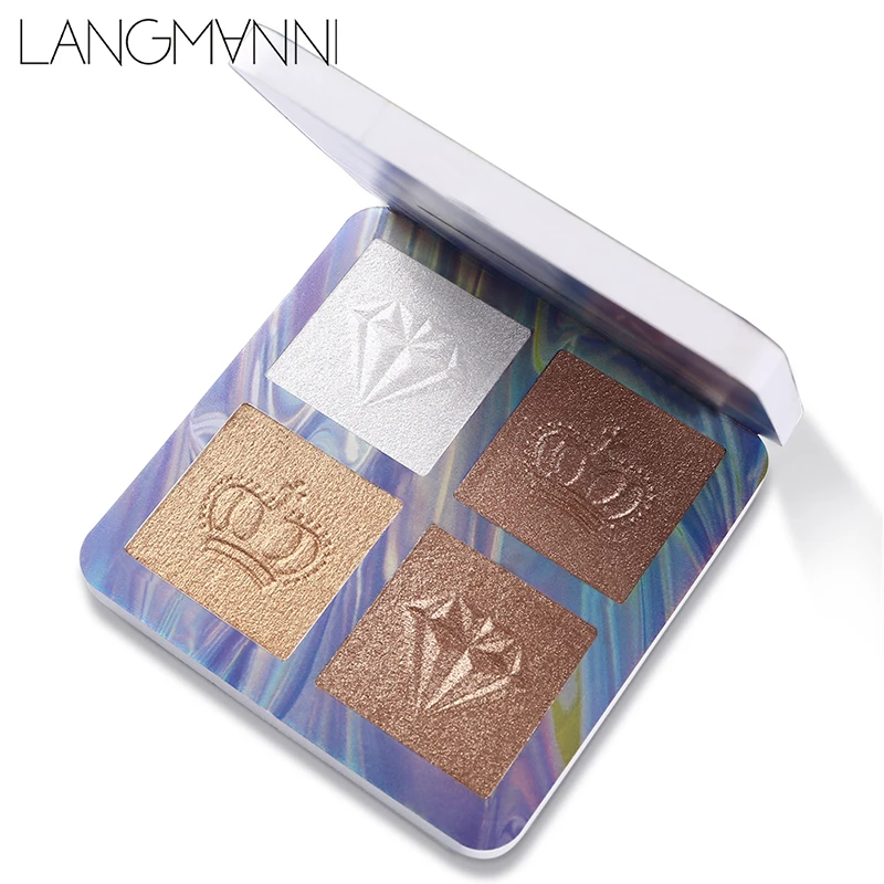 4 цвета хайлайтер палитра Макияж порошок светящийся набор осветитель макияж