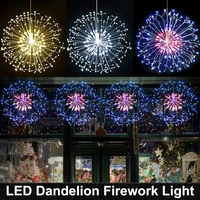 198leds rc dandelion firework led copper wire strip string lights waterproof fairy lights for wedding christmas party decor