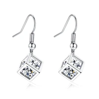 cubic zirconia drop dangle earrings minimalist style for women statement metal hanging earring modern female fashion jewelry