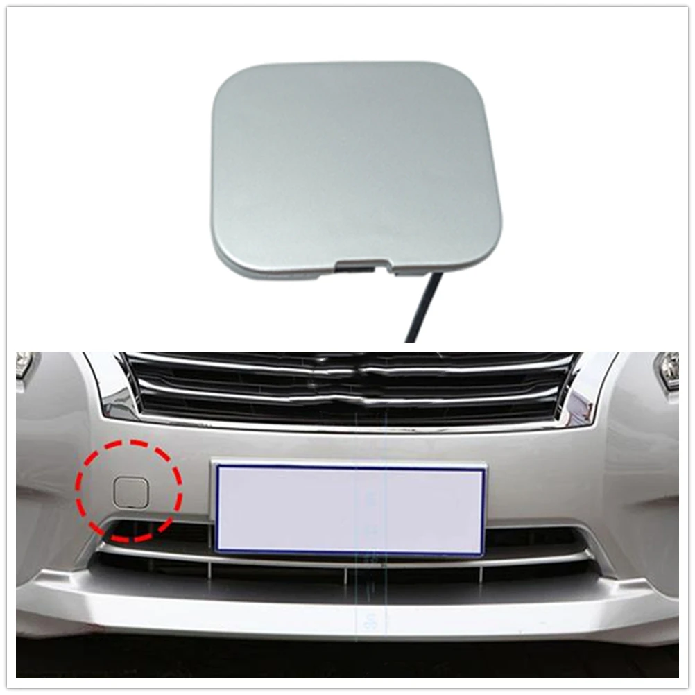 

For Nissan Altima 4 Door 2013-2015 Silver Towing Hauling Plate Hole Trailing Cap Front Bumper Tow Eye Hook Access Cover Trim