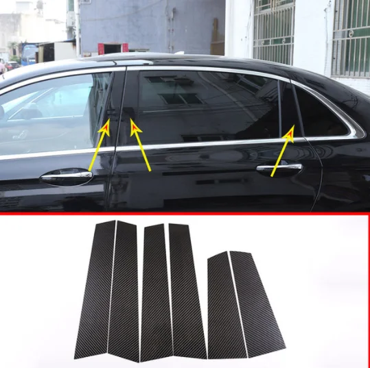 

6pcs 100% Real Carbon Fiber Door Window Moulding Trim Decoration Cover For Mercedes Benz E Class W213 E200 E300L 2016-2019