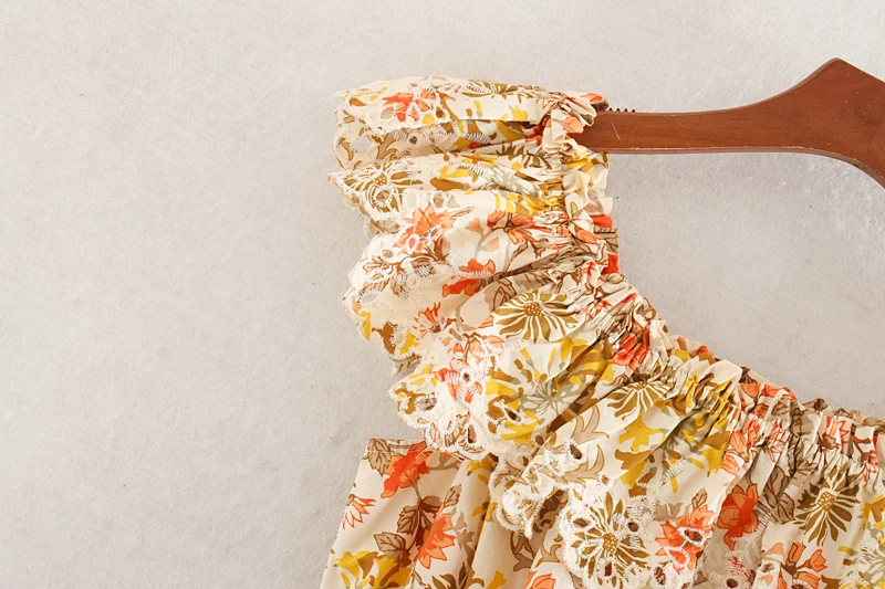 

Women Blouse Summer 2020 New Fashion Floral Prints Top Embroidery Modern Girl Ruffle Pullover Shirt