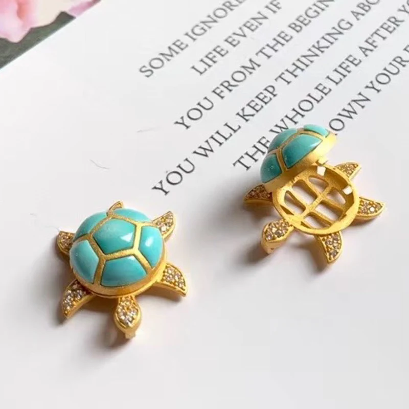 Женский кулон с бирюзой CSJ прекрасное ювелирное ожерелье из стерлингового серебра 925 пробы черепахой