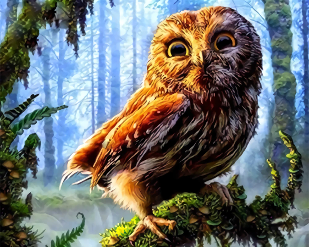 

Owl Animal Handmade DIY Oil Paint Paint By Numbers Kit on Canvas Wall Art Home Decor Digital Painting for Wedding Family