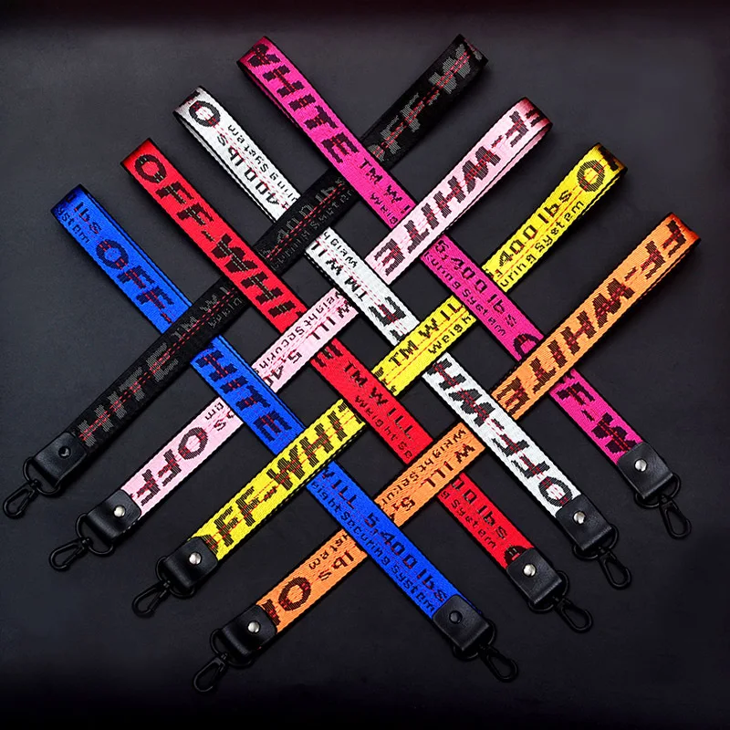 Off White Lette брелок для женщин сумка автомобильный амулеты Длинные ленты чехол