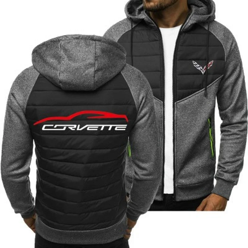

2021 New Men Hoodies Corvette Logo Spring Autumn Jacket Casual Sweatshirt Long Sleeve Zipper Hoody S
