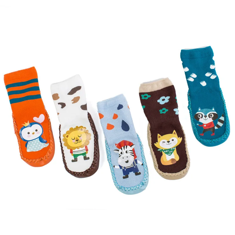 

Balleenshiny Cartoon Animals Baby Socks Cotton Lion Zebra Penguin Baby Toddler Shoes Waterproof Antiskid Newborn First Walker
