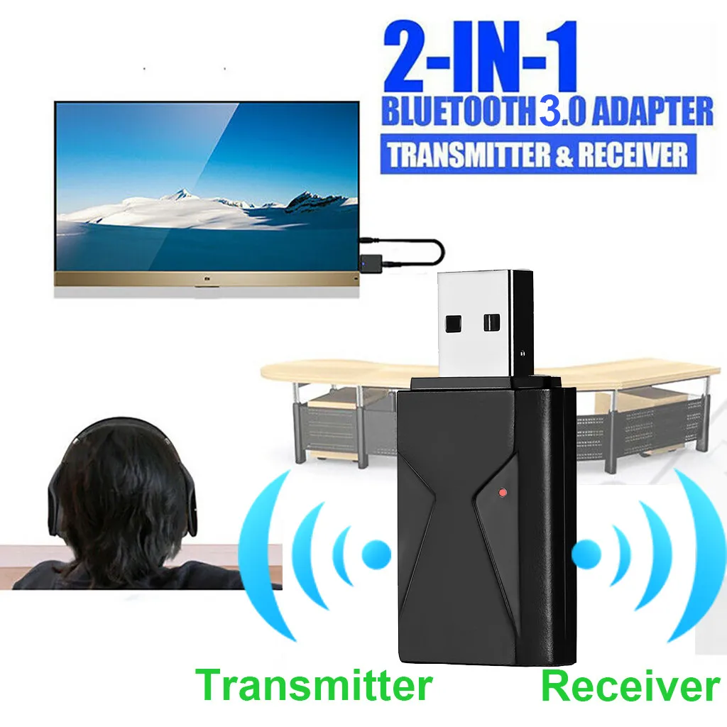 2-в-1 USB приемник 3 5 аудио передатчик BT беспроводной адаптер для ТВ/ПК наушников