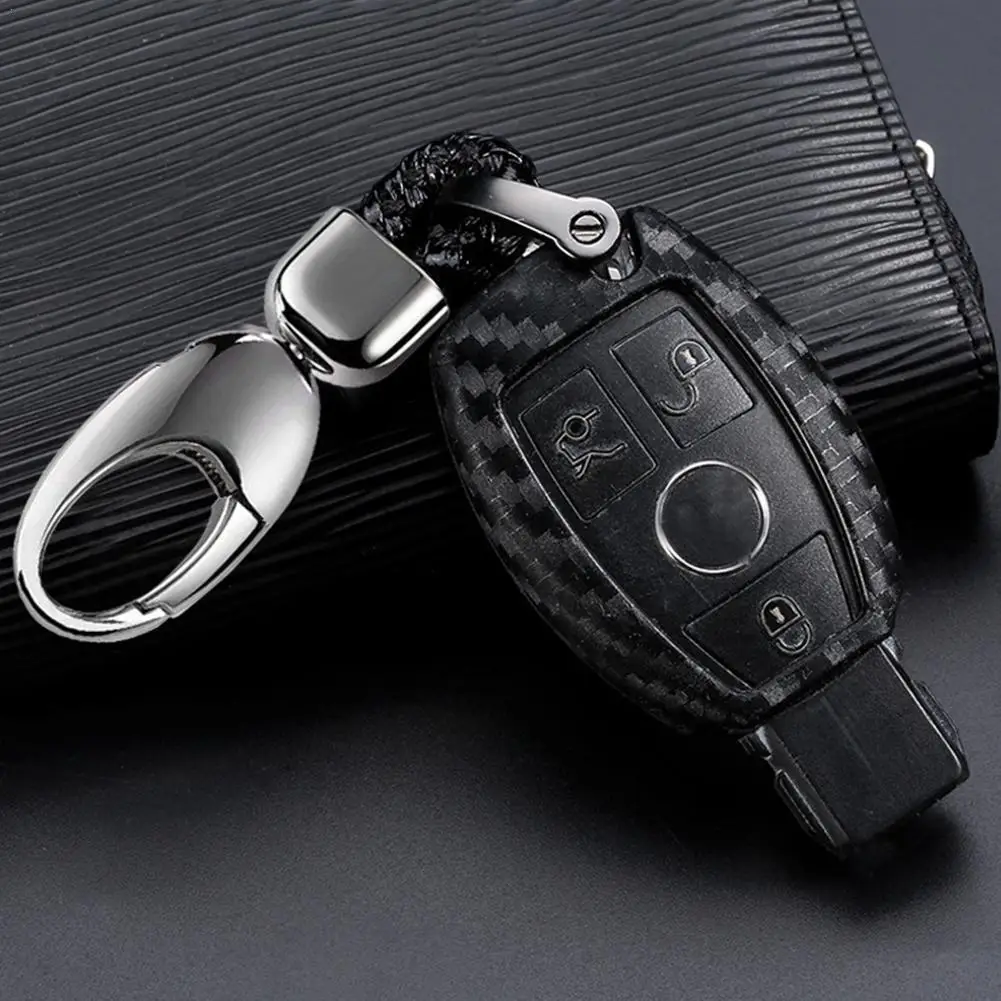 

For Mercedes W204 W205 W212 C207 W221 W176 W246 W463 X156 W166 C117 W218 X156 X253 Carbon Fiber Car Key Fob Case Cover 1pcs