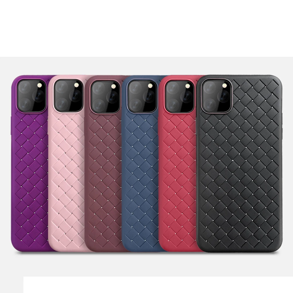 for iphone 11 case weave leather skin soft silicon black coque cover for iphone 1111 pro11 pro max free global shipping