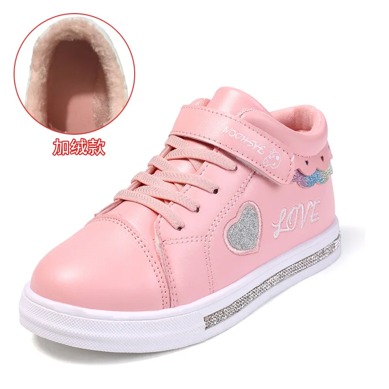 Girls Rhinestone Sports Shoes Spring Bling PU Leather High Top Students Sneakers #27-37 Fashion Tennis Running | Детская одежда и