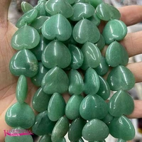 natural green aventurine stone spacer loose beads high quality 2025mm smooth heart shape diy jewelry making accessories a4402