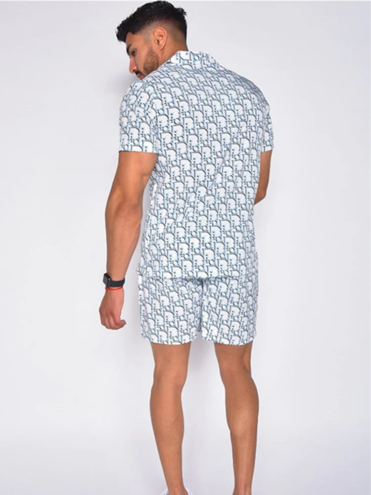 

Mens Set Short Sleeve Hawaiian Shirt +Shorts Summer Casual Floral Shirt Beach Two Piece Suit 2021 New Fashion Men Sets M-3XL