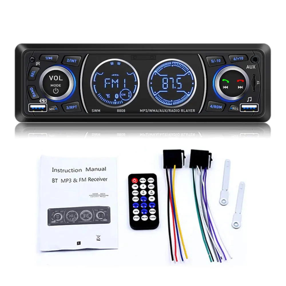 1 Din Bluetooth автомобильное радио авто MP3 стерео аудио плеер с FM радио AUX TF карта U Диск Играть микрофон дистанционное управление Авторадио