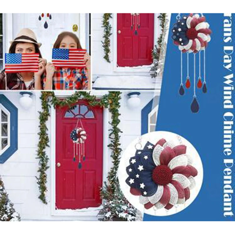 

Independence Day Wind Chime Acrylic Piece Colorful Printed Suncatcher Blessing Decor for Outdoor Window Garden MDJ998