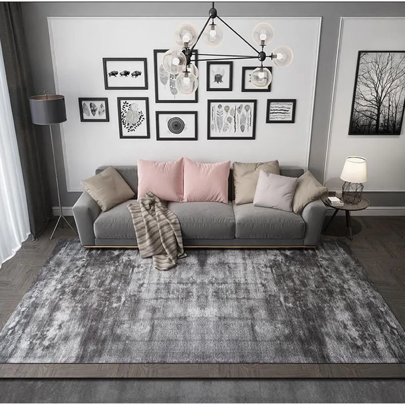 

Nordic Solid Grey Big Carpet Modern Living Room Simple Plain Coffee Table Area Rug Bedroom Kidsroom Full Black Blue White