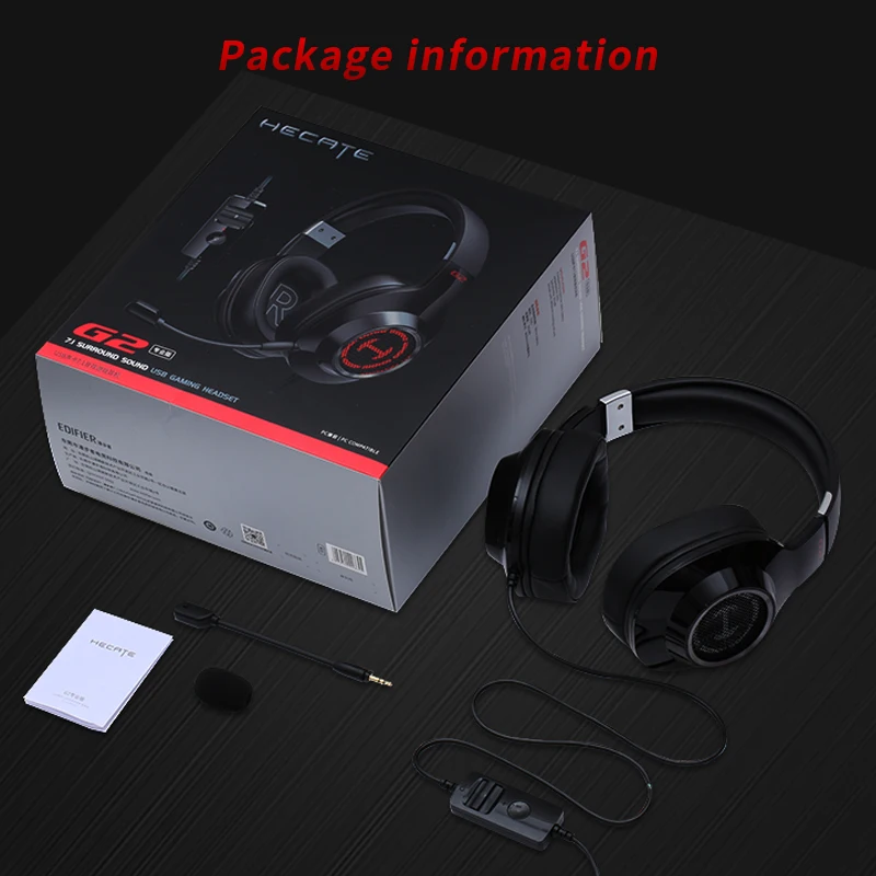 

EDIFIER G2II Gaming Headset Virtual 7.1 Surround Sound Headphone RGB LED Light 50mm Driver Unit with Denoise Mic for PC Gamer