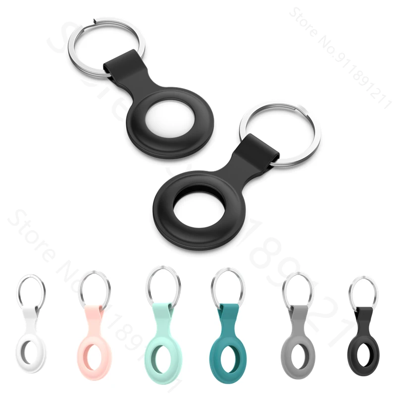 

Soft Silicone Protector Cover With Keychain Case For AirTags Locator Shockproof Sleeve Protective Case Shell For Apple Airtag
