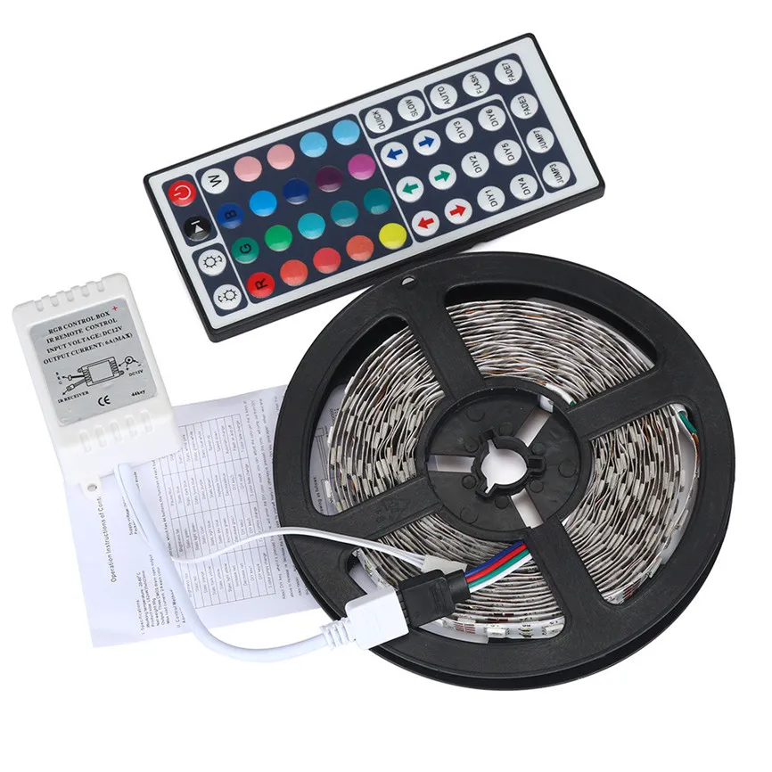 10 м RGB 5050 Водонепроницаемый светодиодный светильник 300 SMD 24-клавишный