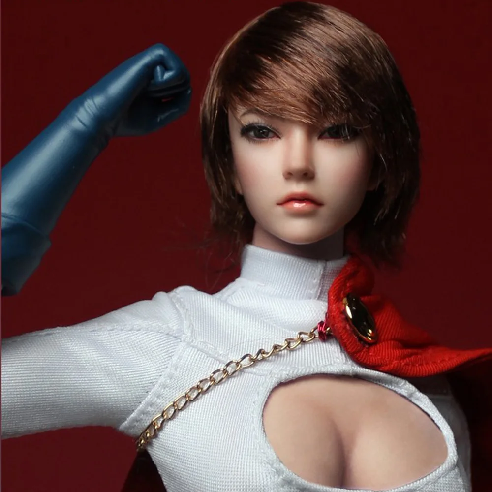 1/6 азиатский золотистый красный черный волос женская модель головы 12-дюймовый