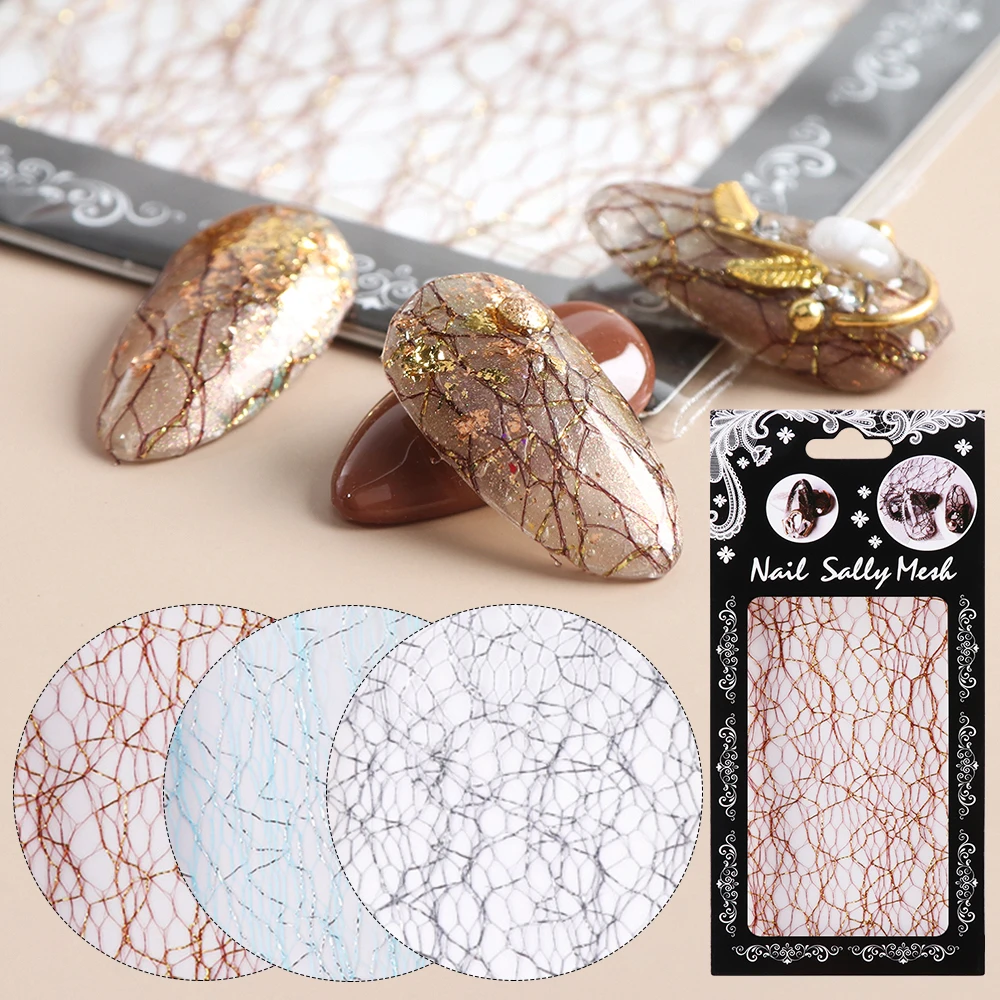 1 шт. новые наклейки для ногтей с проволочной сеткой Золотая розовая Серебряная