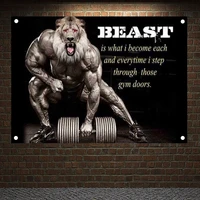 beast workout motivational poster yoga bodybuilding fitness banners flags wall art gym decor canvas hanging pictures mural a4