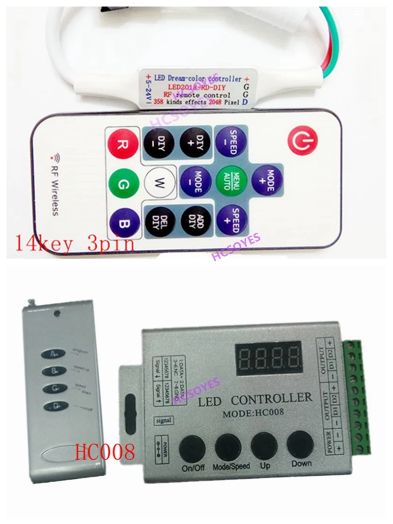 HC008 14key DC 5V 12V 24V 4 клавиши Программируемый rgb светодиодный контроллер пикселей 133