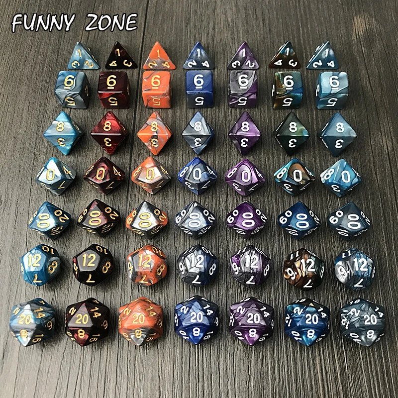 Новинка 7 шт. набор 2-цветных кубиков с эффектом туманности игральные кости DnD d4 d6 d8