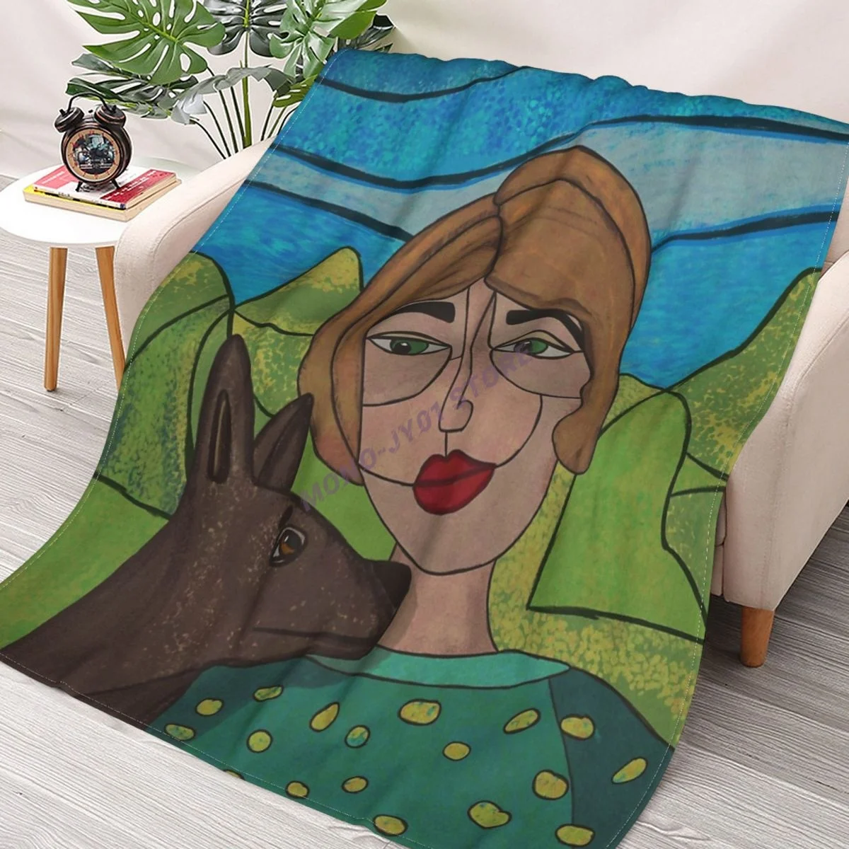 

A Woman And Her Dog Throw Blanket Sherpa Blanket cover Bedding soft Blankets