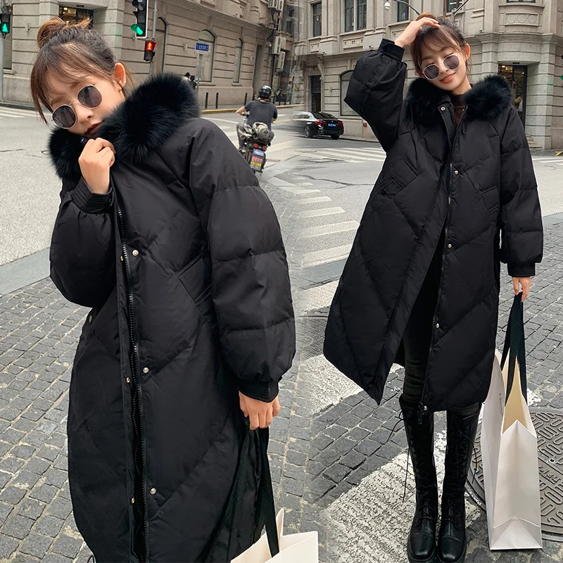 

NEW Cotton padded women's middle and long knee length 2021 winter Korean version thickened loose bread jacket down cotton padded