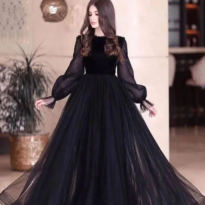

Dubai Black Evening Gown For Women Middle East 2021 Formal Party Dress Arabic A Line Prom Dresses Vestidos De Fiesta