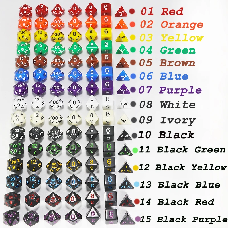 Высшее качество 15 видов цветов 7 шт./компл. акриловые полигедральные игры TRPG для
