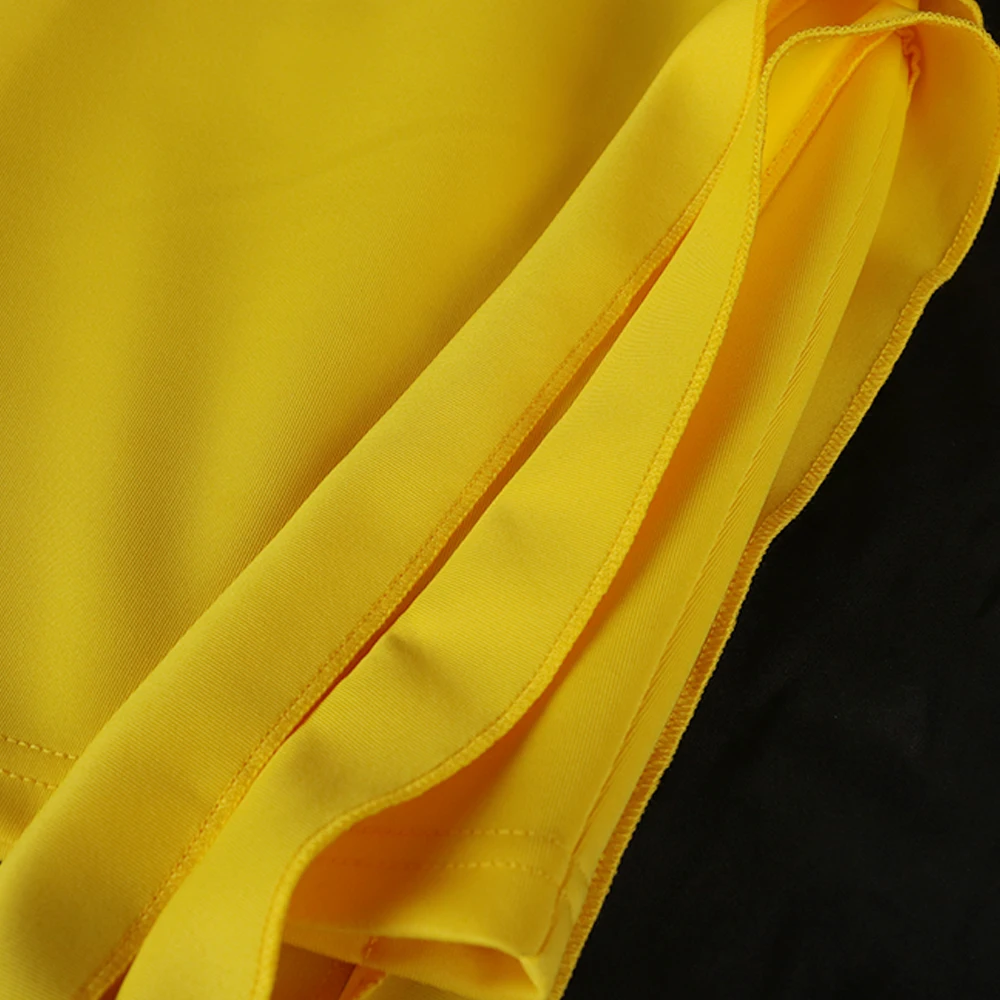 

2 Piece Sets Womens Outfits Elegant Yellow Transparent Long Shirt Dress Mini Skirt Lantern Sleeve Button Up Suit Plus Size New