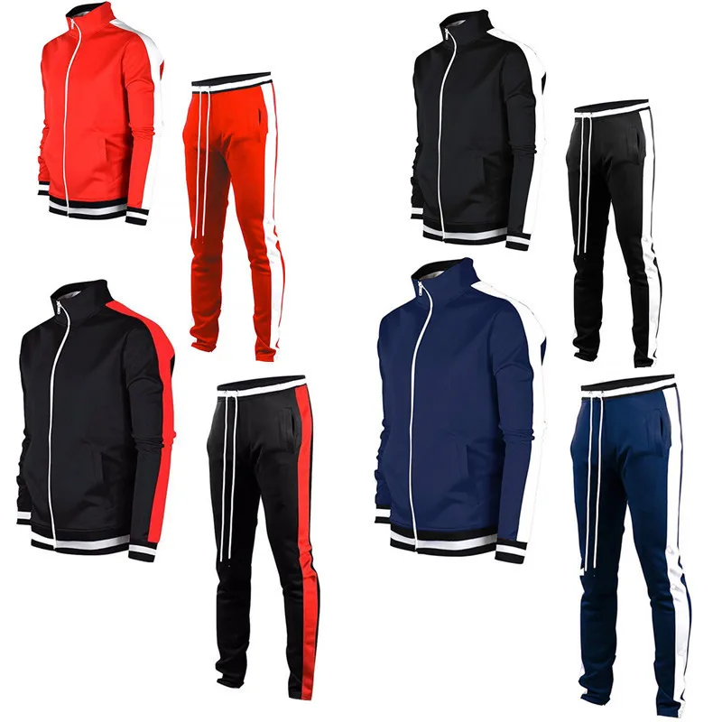 

2021 spring and autumn new men's sweater color matching stand-up collar men's cardigan fashion zipper casual sports suit