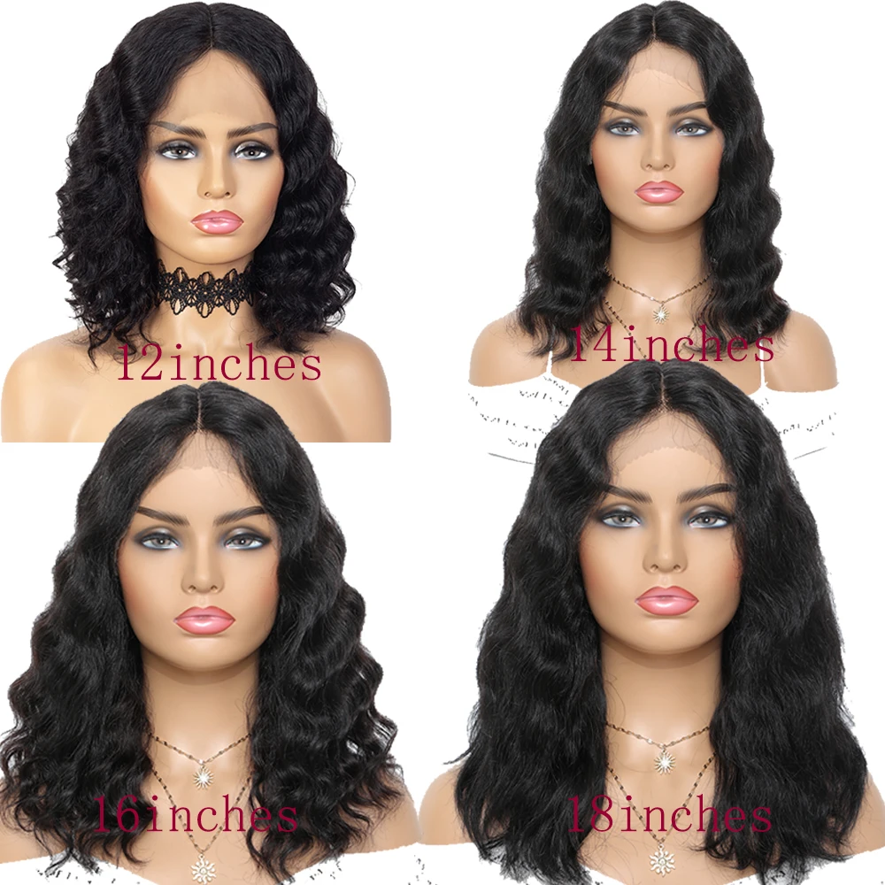 Short Natural Wave Lace Front Human Hair Wig Curly With Baby Hair for Black Women Plucked Hairline Brazilian Lace Wig 12-18 inch