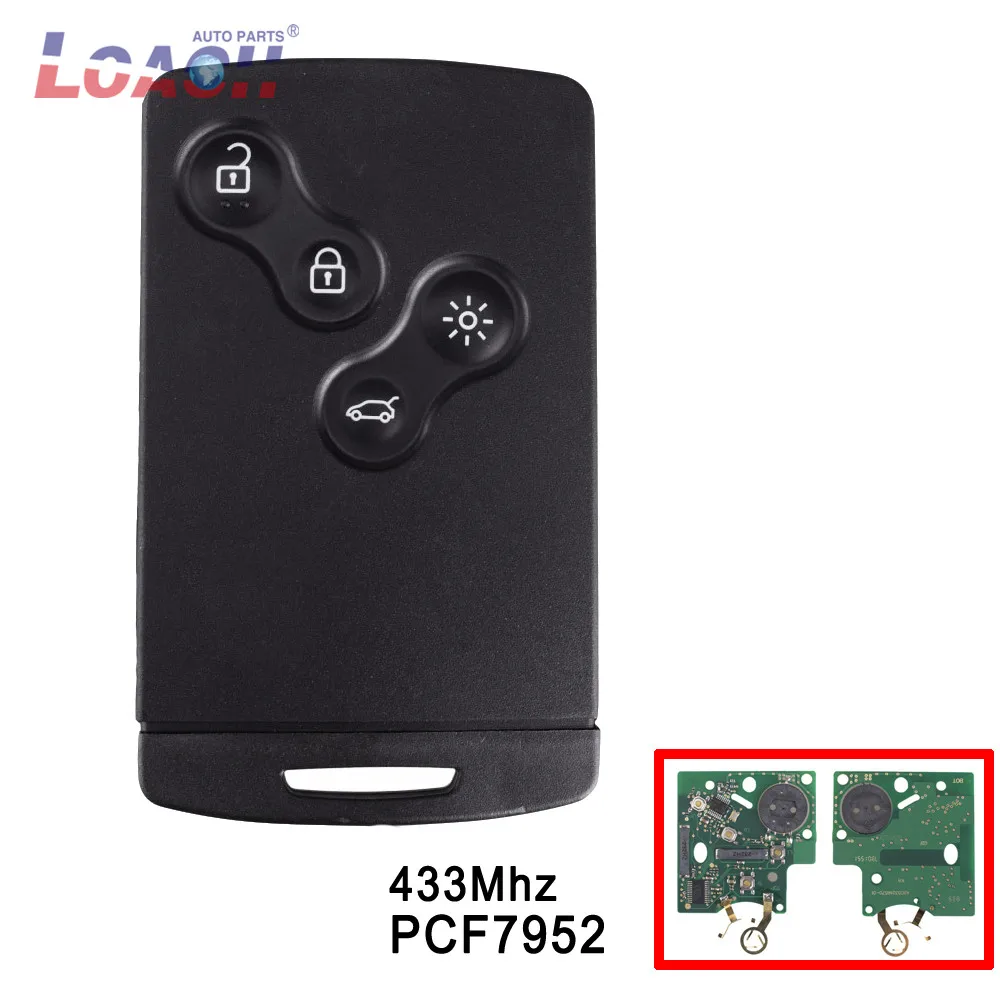Дистанционный ключ для Renault Megane Scenic luxuna Koleos Clio брелок ключей 433 МГц PCF7952 чип-ключ