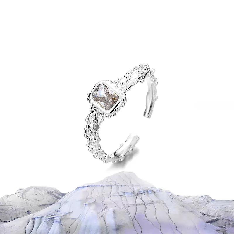 

New Fashion Irregular Geometric Square Crystal Rhinestone Zircon Open Adjustable Ring For Women Party Jewelry Accessories Gifts
