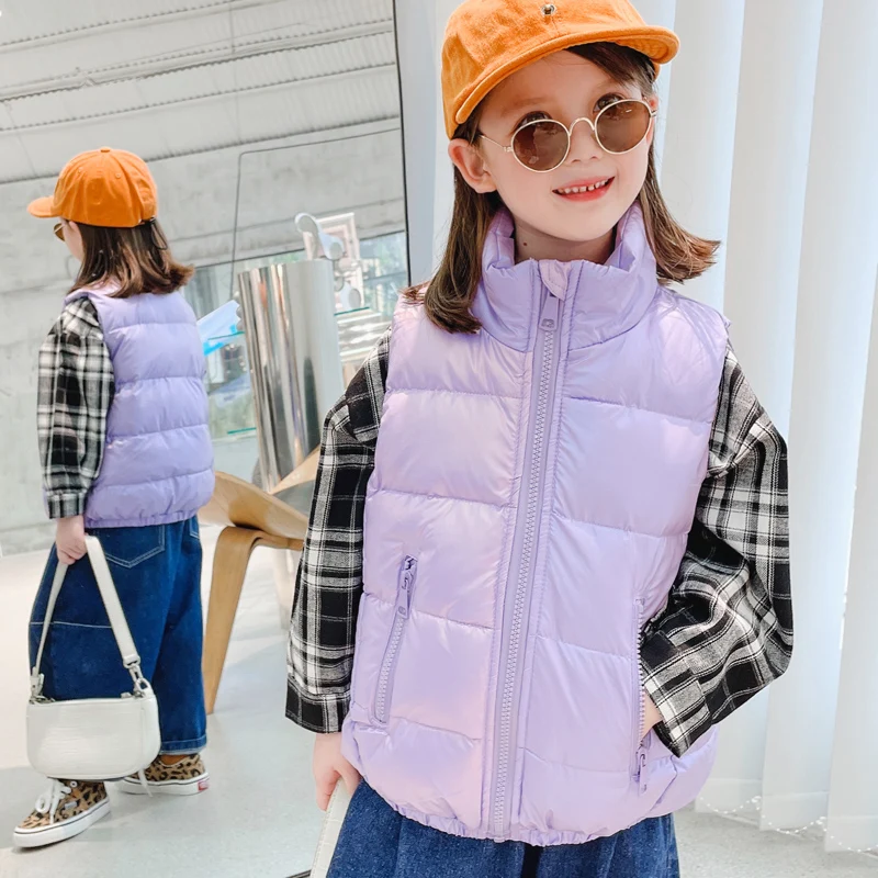 Новинка 2021 детский пуховой жилет теплый с подкладкой и воротником-стойкой для
