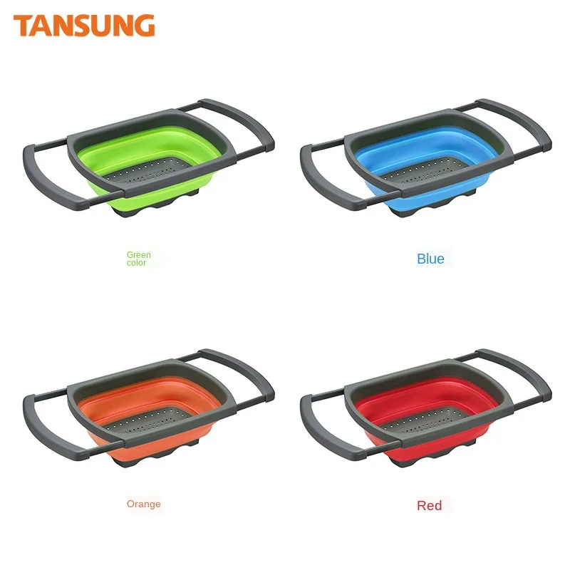 

Folding drain basket Telescopic folding drain basket Household fruit and vegetable filter basket Kitchen drain